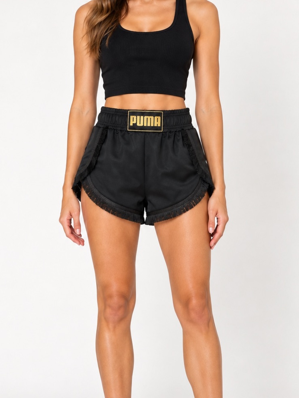 PUMA x Charlotte Olympia Black Fringe Boxing Shorts Women’s XS